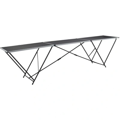 Image of vidaXL Folding Pasting Table MDF and Aluminium Lightweight Tray with Ruler Markings Ideal for Home or Office Use Black Pre Assembled