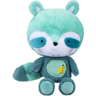 Image of PMS Raccoon Pear Scented Plush Super Soft &amp; Fluffy Turquoise 26cm Fruity Enchanted Forest Animal Brightly Coloured Sensory Cuddly Toy Scentsations