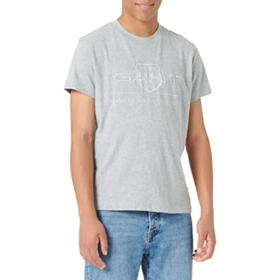 Image of GANT Men Shield T Shirt Grey 093 Large