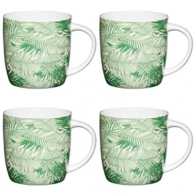 Image of KitchenCraft China 425ml Barrel Shaped Mug, Palms
