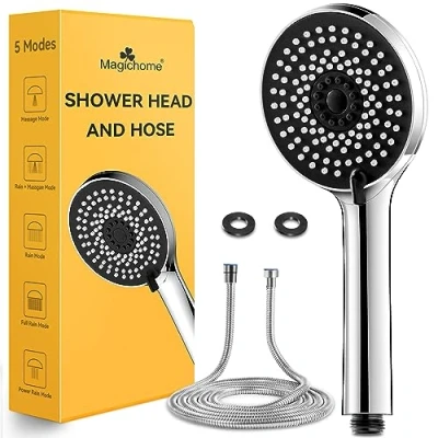 Image of Magichome Shower Head and Hose 2M, High Pressure with 5 Modes, Universal Handheld for Low Water
