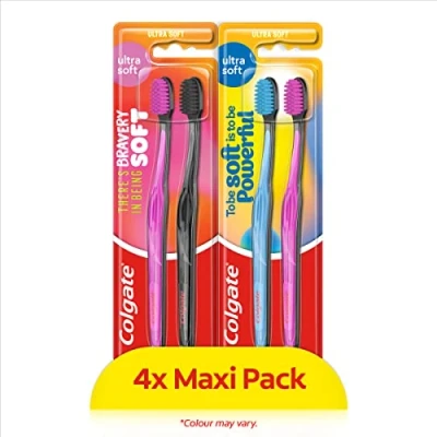 Image of Colgate Limited Edition ultra soft toothbrush , manual 0.1mm bristles gentle on gums high density tufting removes plaque protects from cavities