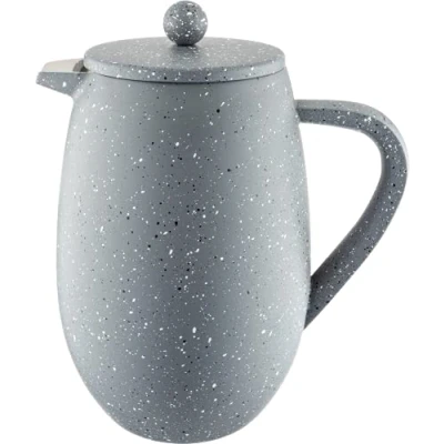 Image of Café Olé BFD Cafetière, 1 Litre 3 Cup Double Walled Stainless Steel French Press Coffee Maker, Grey Granite Finish, 08GG