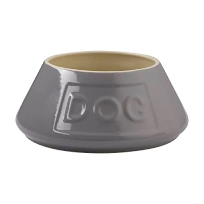 Image of Mason Cash Grey Non Tip Lettered Dog Bowl 21cm