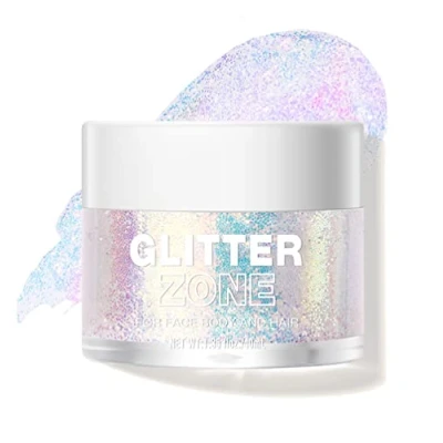 Image of LANGMANNI Holographic Body Glitter Gel for Body, Face, Hair and Lip.Color Changing Under Light. Vegan &amp; Cruelty Free 1.35 oz (2# Sparkling Pink)