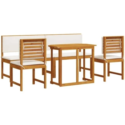 Image of vidaXL 5 Piece Garden Dining Set with Cushions Solid Wood Acacia