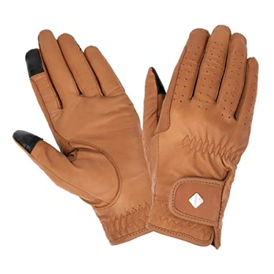 Image of LeMieux Unisex Classic Leather Riding Gloves in Tan Breathable Touch Screen Compatible XS