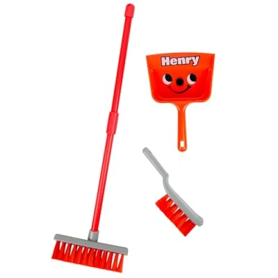 Image of Casdon Henry Brush Set Child Friendly Cleaning Toy for Ages 3+ Fun &amp; Educational Includes Broom, Brush, Dustpan!