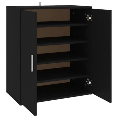 Image of vidaXL Shoe Storage Organizer Durable Engineered Wood Cabinet 5 Shelf Black Rack Modern Design Solution
