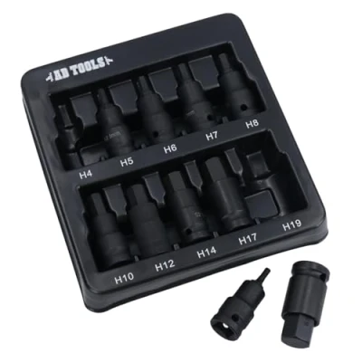 Image of Metric Impacted Short Stubby Hex Allen Key Sockets 1/2&quot; Drive 4 19mm 10pc