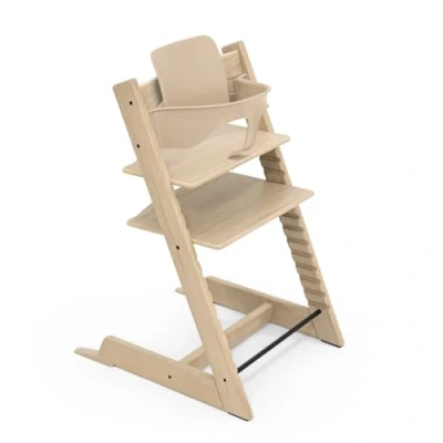 Image of Stokke Tripp Trapp High Chair, Oak Natural/Natural Includes Chair + Baby Set2 for Children 6 36 Months Adjustable, Ergonomic &amp; Easy to Clean