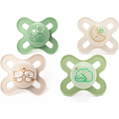 Image of MAM Original Day &amp; Night Soothers 0 2 Months 4 Pack Includes 2X Glow in The Dark Dummies Orthodontic Design Baby Accessories Pink (Various Designs)