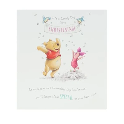 Image of UK Greetings Cute Christening Greeting Card Winnie the Pooh Disney for Boy Girl, Multi, (677089 0 1), 159x184mm
