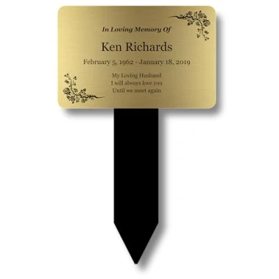 Image of Personalised Memorial Plaque, Ground Stake, Grave Marker Suitable for Outdoor Use Ideal as a (Gold)