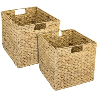 Image of HMF Storage Basket, Woven Water Hyacinth Seagrass Set of 2, Suitable for Kallax, 32 x 34.5 cm