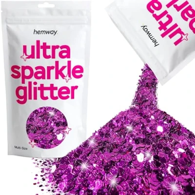 Image of Glitter Multi Size Fuchsia Pink Ultra Sparkle Sequins Nail Face Festival Christmas Halloween Makeup Chunky Fine 100g / 3.5oz