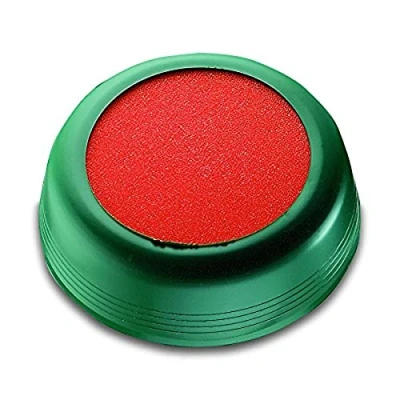 Image of Läufer Round Stamp and Envelope Sponge Damper Pad with Elastic Grip Plate Green 105mm Ø