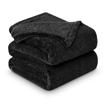 Image of GC GAVENO CAVAILIA Mink Fluffy Blanket, Soft &amp; Cosy Thermal Throw For Sofas, Cuddle Warm Throws Beds, Black, 150X200 Cm