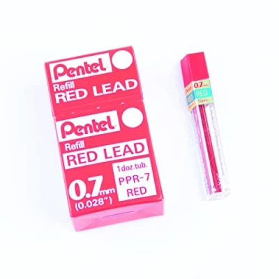 Image of Pentel Box of 12 Red leads for Mechanical pencil 0.7 mm