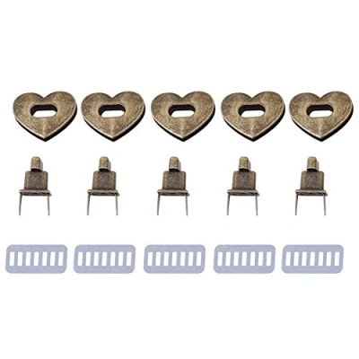 Image of Walfront 5 Sets Heart Shaped Metal Clasp Craft Case Turnlock Hardware Handbag Bag Belt Twist Lock Accessory 3.2 x 2.8 cm (Bronze)