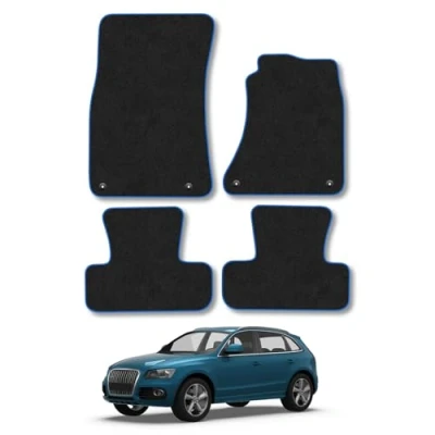 Image of Car Mats Compatible with Audi Q5 (2008 2016) Tailored Fit Blue Carpet Floor Set Accessory Custom 4 Pieces Anti Slip Backing &amp; Binding Trim Edge