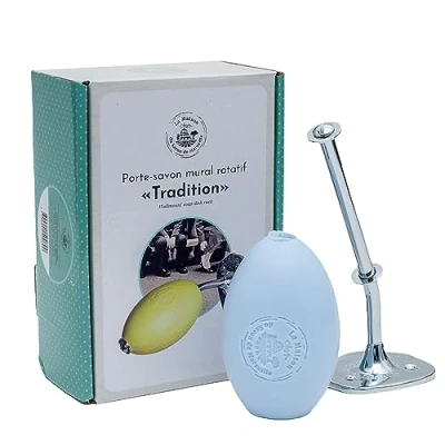 Image of La Maison du Savon de Marseille Wall Rotating Soap Holder Mounted for Easy Hand and Body Wash Durable Chrome Finish Comes with 270g Lotus Flower Fragrance French Argan Oil