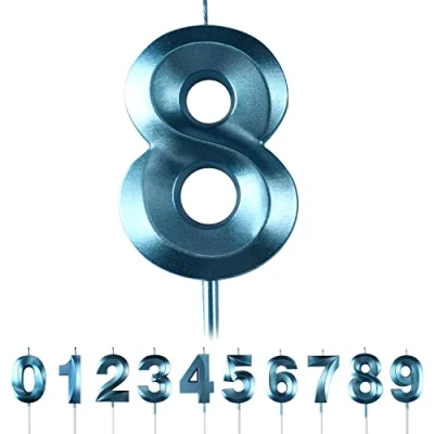 Image of 8th Birthday Number Candles,3D Blue Candle,Number 8 Candle for Party Cake Topper Decorations Boys Girls Anniversary Supplies