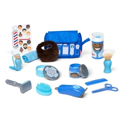 Image of Melissa &amp; Doug Barber Shop for Kids Role Play Toys 3+ Year Olds Hairdresser Educational 3 Old Boys Playset Montessori Age