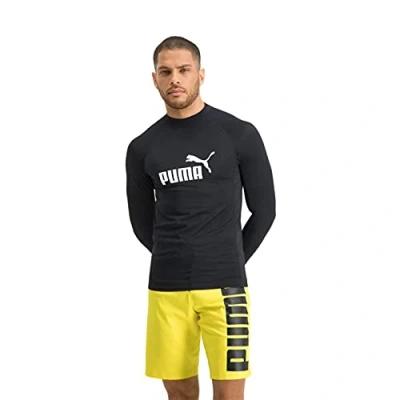 Image of Puma Licence Mens Swim Long Sleeve Rash Guard Black Size Large