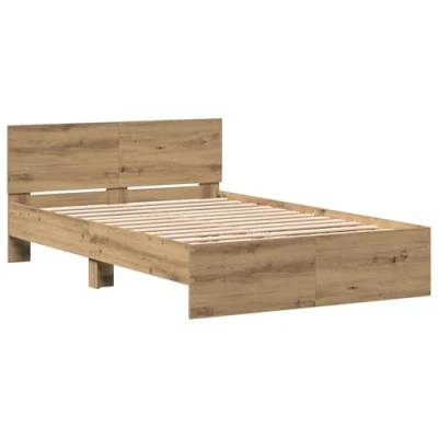 Image of vidaXL Bed Frame with Headboard Artisan Oak 120 x 190 cm