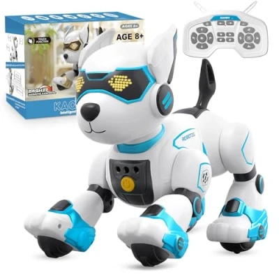 Image of PRANITE Robot Dog, Programmable Remote Control Dog Toy Rechargeable for Kids, with Voice Control, Touch Sense, Sing, Dance, Stunt, Animal Imitation Boys &amp; Girls