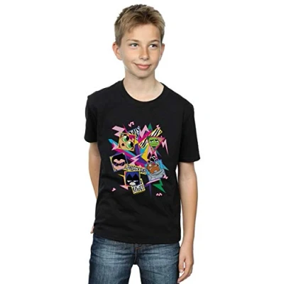 Image of DC Comics Boys Teen Titans Go 80s Icons T Shirt Black 7 8 Years