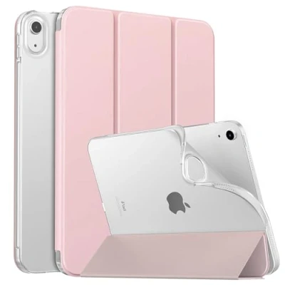 Image of MoKo Case for iPad 10th Generation 2022, 10.9 inch Case, Soft TPU Translucent Frosted Back Cover Slim Shell Protective with Adjustable Angles, Auto Wake/Sleep, Light Pink