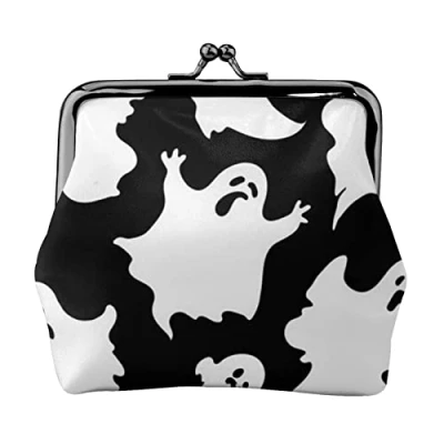 Image of Halloween Goth Coin Purse Kiss Lock Pu Leather Mini Pouch Wallet Change Bag for Women Girls Kids