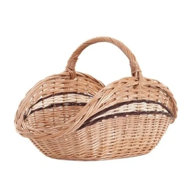 Image of Vollwe Idener Fireplace Basket, Naturfarbiger Wicker Willow Log Basket with Carry Handle