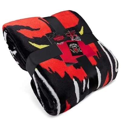 Image of Stranger Things Blanket Throw Bedroom Accessories Fleece Blanket, Hellfire Club Soft Warm Winter Bed 150 x 130cm Official Merch (Black)