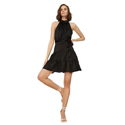 Image of Trendyol Women Mini Skater Regular Woven Dress Black