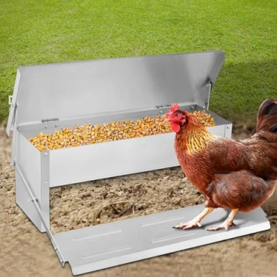 Image of Chicken Feeder, 5KG Capacity Treadle Automatic Feeders, No Waste Feeder Poultry Feeding Equipment for Chicken, Duck, Hens, Fowl, with Weatherproof Lid