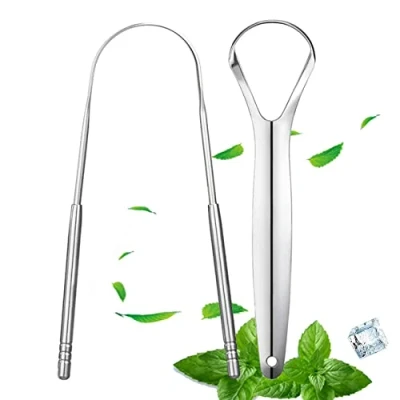 Image of SHUBEIEUMI Tongue Scraper Stainless Steel 2Pcs, Cleaner Set, Metal Scrapers for Adults, U Shape Cleaners, Reusable Cleaning Kit Scraping Fresh Breath