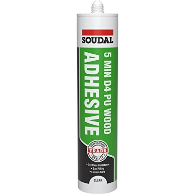 Image of Soudal D4 PU Wood Adhesive Glue 300 ml Tube 5 Minute Bonding