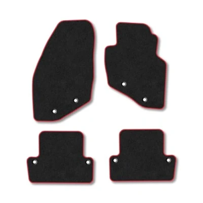 Image of Car Mats Compatible with Volvo S60 (2000 2010) Tailored Fit Red Carpet Floor Set Accessory Custom 4 Pieces Anti Slip Backing &amp; Binding Trim Edge