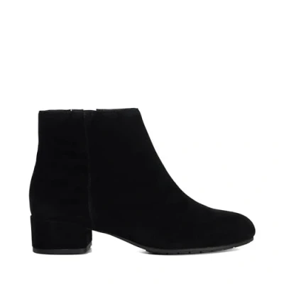 Image of Dune Ladies PIPPIE Wide Fit Ankle Boots Size UK 4 Block Heel Suede Black