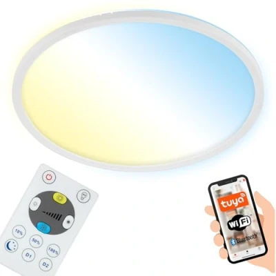 Image of BRILONER LED Ceiling Light Flat Smart Home, Works with Alexa, Remote Control, Lamp, Light, Living Room Panel, Bedroom Hallway 29.3 x 2.5 cm, White