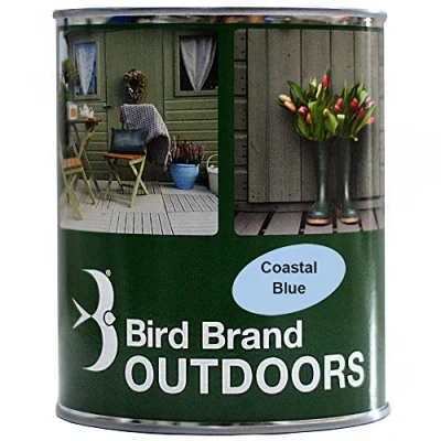 Image of Bird Brand Outdoor Garden Paint Satin Finish (1 Litre, Coastal Blue)