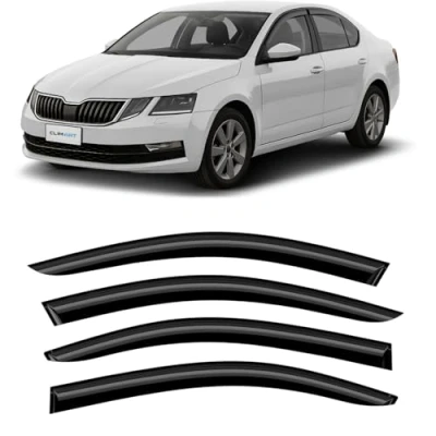 Image of CLIM ART wind deflector for/compatible with Skoda Octavia III 2013 2019 door rain deflectors,car accessories, car deflectors, tape on 4 pieces