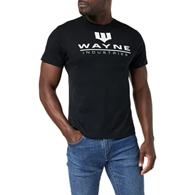 Image of DC Comics Men&#039;s Wayne Logo T Shirt, Black, M UK