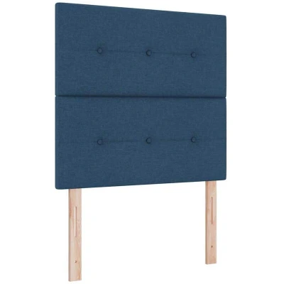 Image of Box Spring Bed with Mattress Blue 90x200 cm Fabric Vidaxl