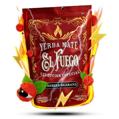 Image of El Fuego Energia Guarana 0,5kg Strongly stimulating Yerba Mate from Paraguay Ilex guayusa and Smoky Triple dose of Energy 500g