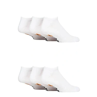 Image of Mens 6 Pair Farah Plain, Patterned and Striped Trainer Socks Plain White 11