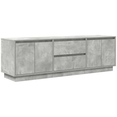 Image of vidaXL TV cabinet with RGB LED lights engineered wood drawers and doors 160.5x41x50 cm grey modern stand living room entertainment unit